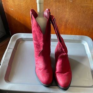 Rampage- Red Faux Leather Cowboy Boots